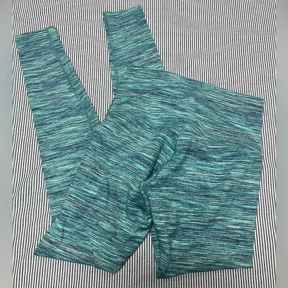 Lululemon Wunder Under Blue Green Leggings Size 6 - Picture 1 of 4